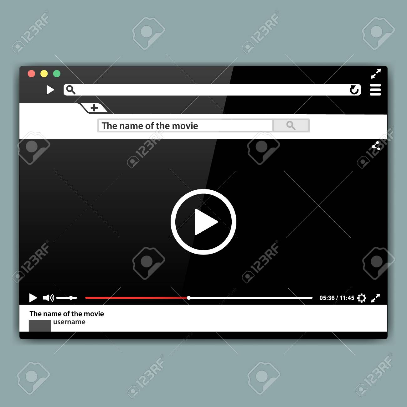 Design Internet Browser Video Player Template Modern Video Frame