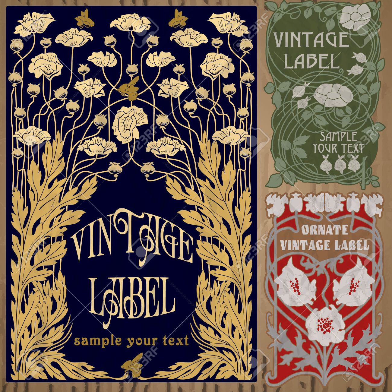 ヴィンテージ商品ラベル アール ヌーボー のイラスト素材 ベクタ Image