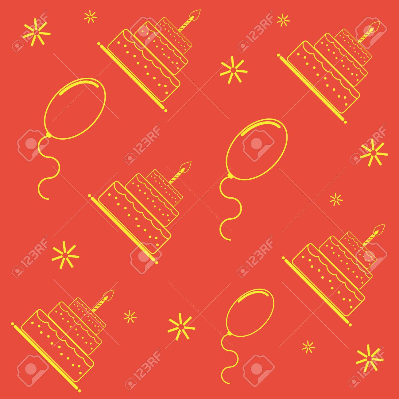 Modele Sans Couture Avec Gateau D Anniversaire Et Des Ballons Fond D Ecran Pour L Anniversaire Illustration Vectorielle Clip Art Libres De Droits Vecteurs Et Illustration Image