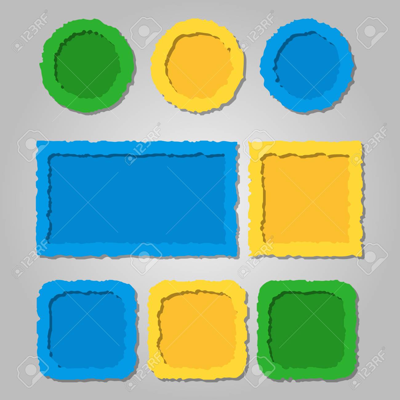 colored torn paper frames with shadows different shapes vector