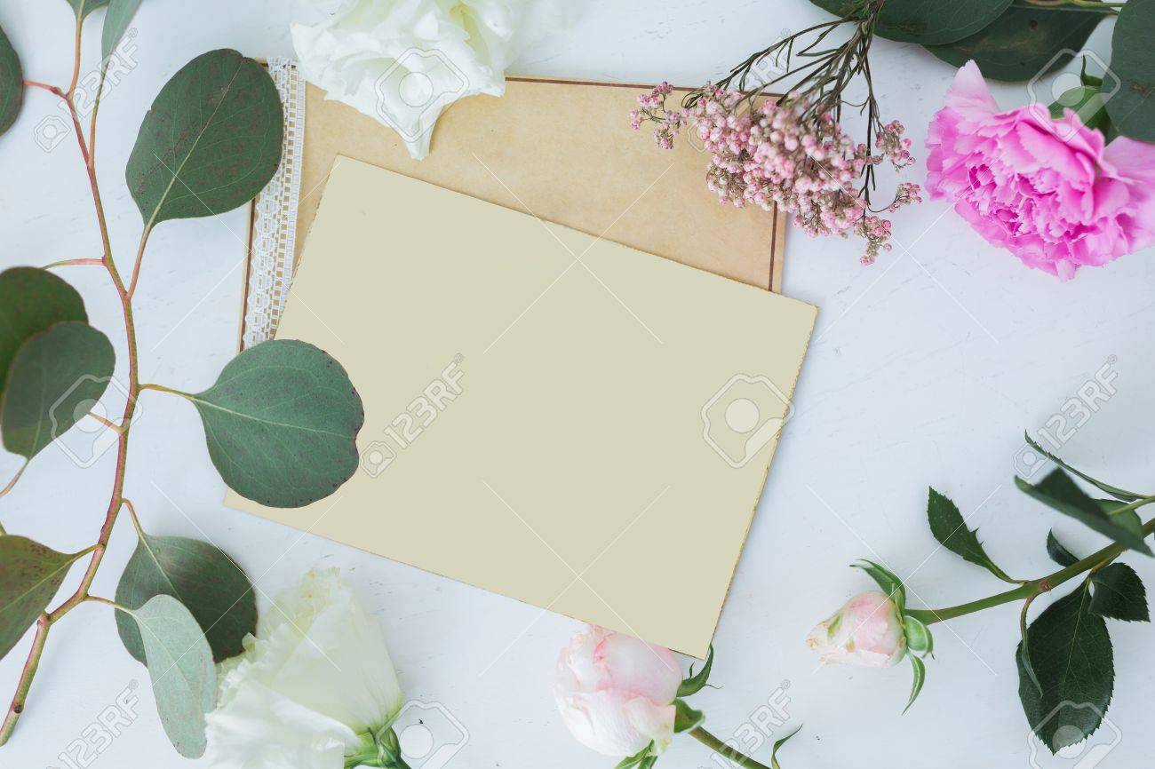 top view of wedding background with card mock up for text with free wedding background templates