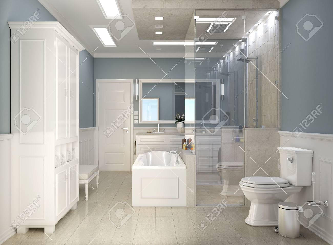 Cuarto De Baño Clásico Moderno Con Ducha Fotos, Retratos, Imágenes Y ... Cuarto De Baño Clásico Moderno Con Ducha Fotos, Retratos, Imágenes Y ...