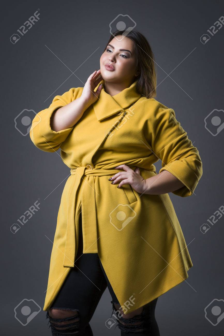 plus size yellow coat