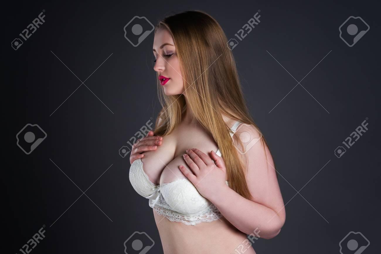 Sexy Model In White Bra, Fat Woman