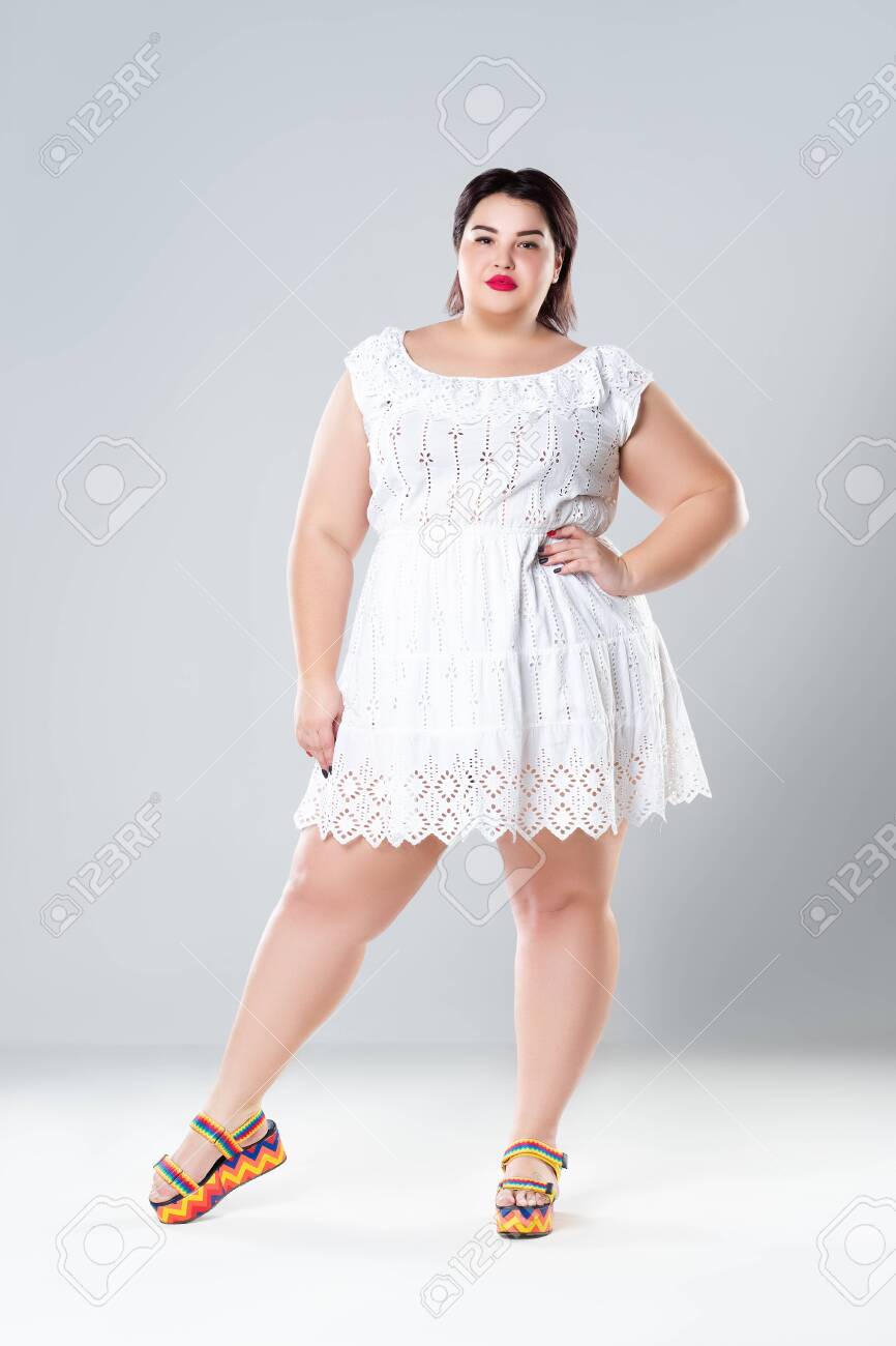 fat girl in white dress
