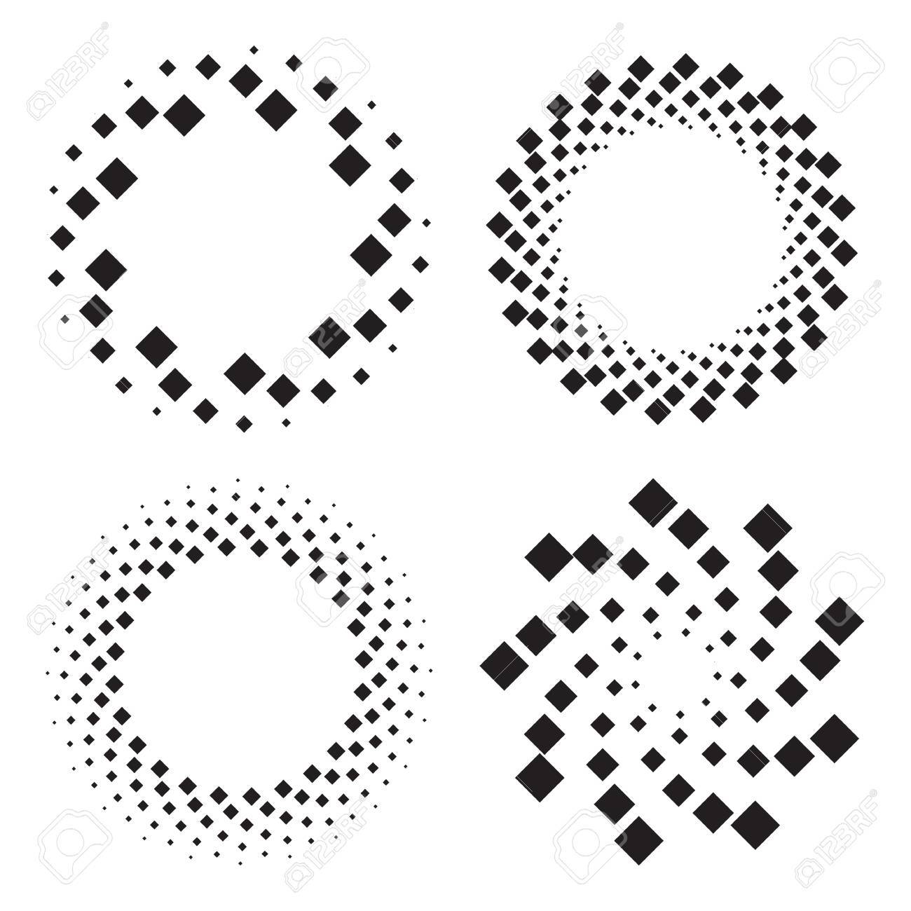 ツイスト スパイラル ダイヤモンドの 4 つのハーフトーン円 デザイン要素です ベクトル図 のイラスト素材 ベクタ Image