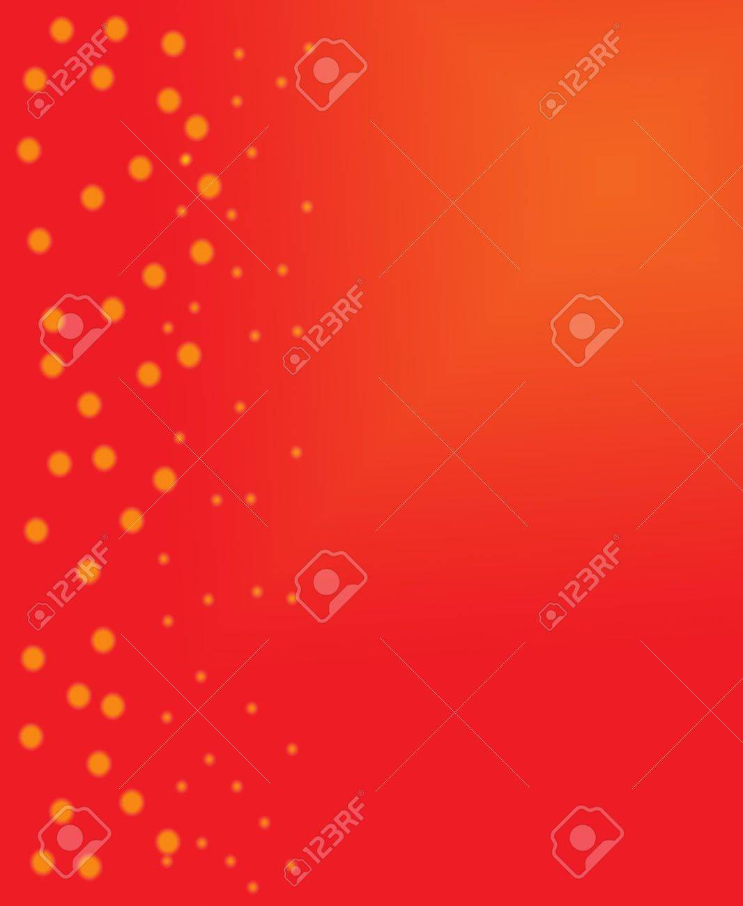 simple christmas background of graduated red and orange with yellow snow ball effect stock photo