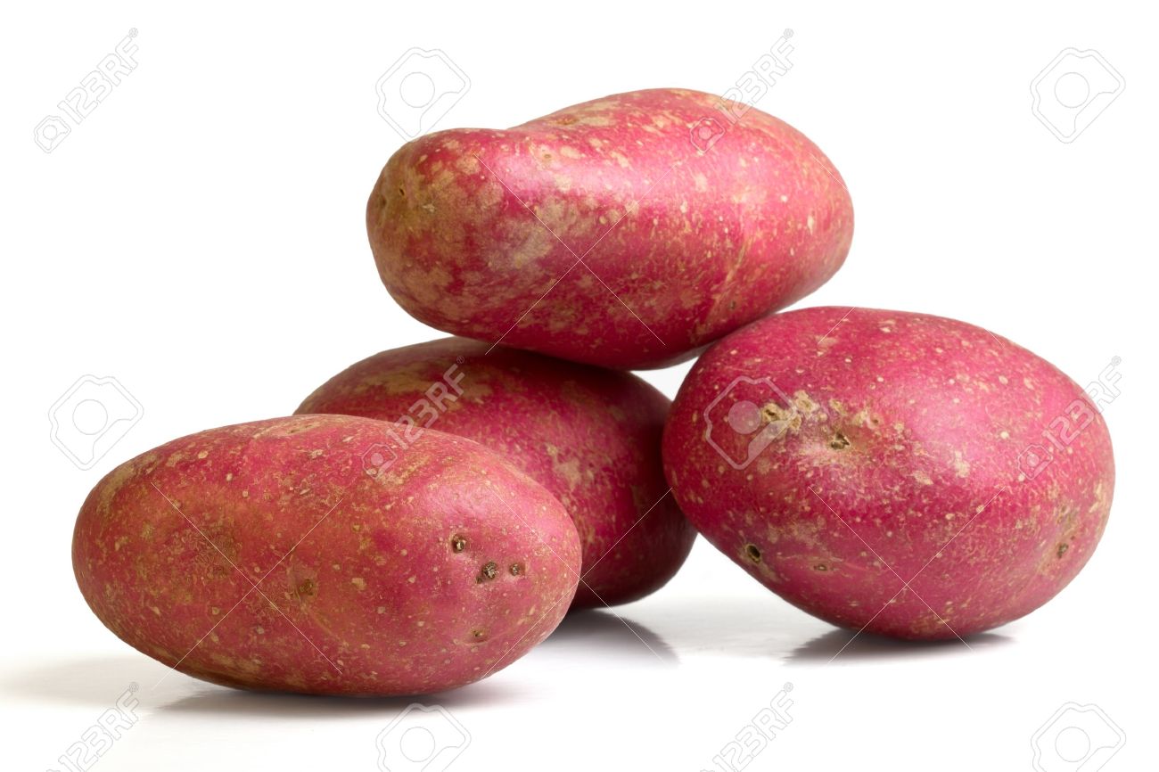 Pomme De Terre Rouge Desiree Du Point De Vue Faible Isole Sur Fond Blanc Banque D Images Et Photos Libres De Droits Image
