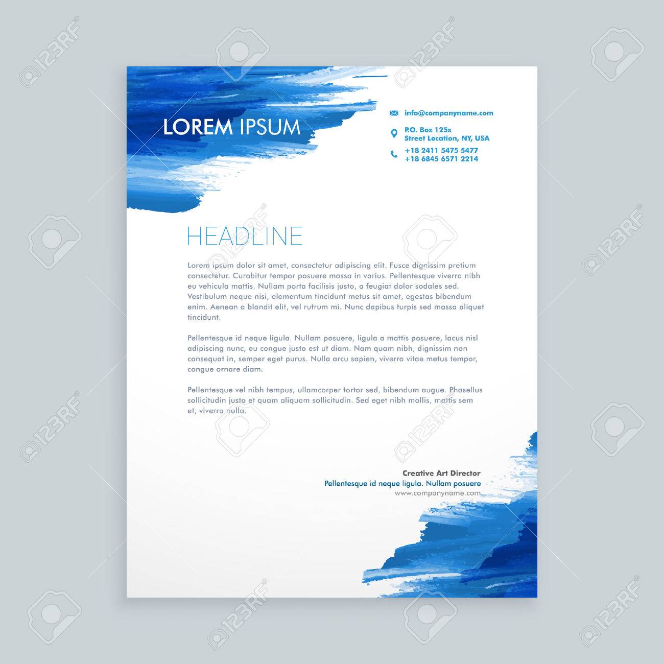 blue flowing ink letterhead template royalty free cliparts vectors template letterhead