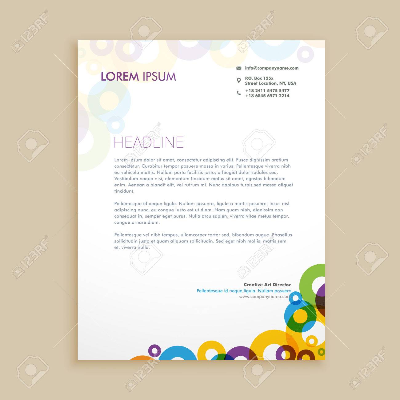 Creative Circle Shapes Letterhead Design Royalty Free Cliparts