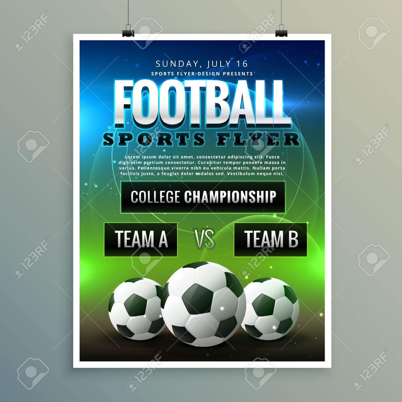 soccer football poster flyer template royalty free cliparts vectors