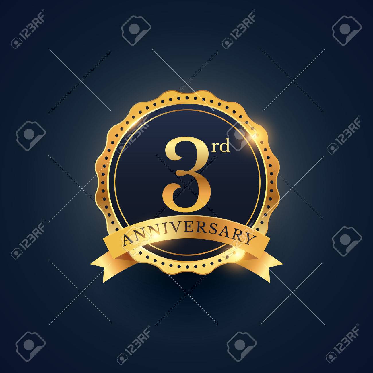 3rd anniversary celebration badge label in golden color - 61039974 3rd anniversary celebration badge label in golden color - 61039974