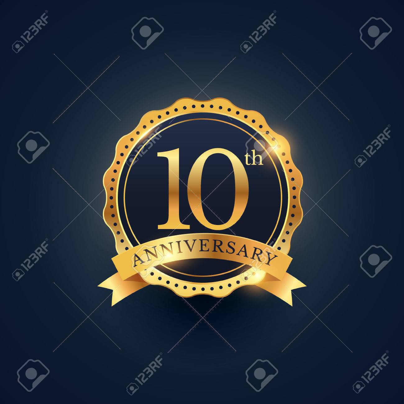 10th anniversary celebration badge label in golden color - 61040110 10th anniversary celebration badge label in golden color - 61040110