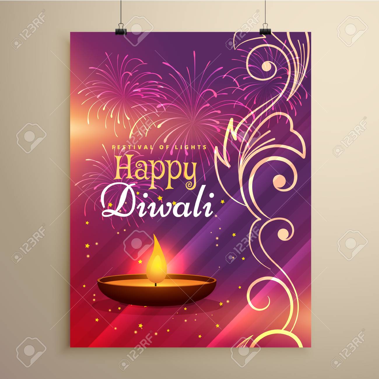 Diwali Festival Flyer Design In Beautiful Colors With Floral Royalty Free Cliparts Vectors And Stock Illustration Image 66230562