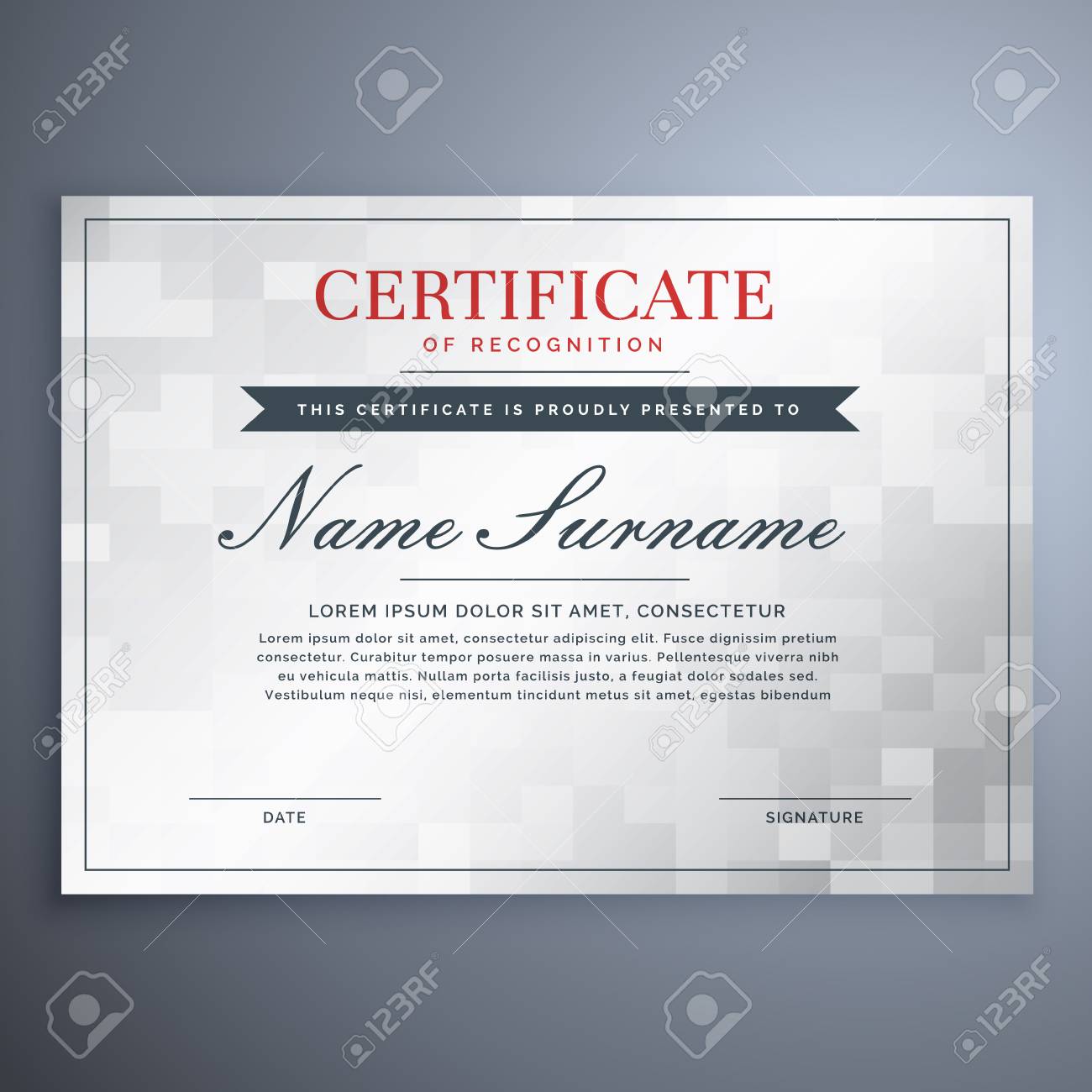 elegant certificate design with white and gray checker box royalty