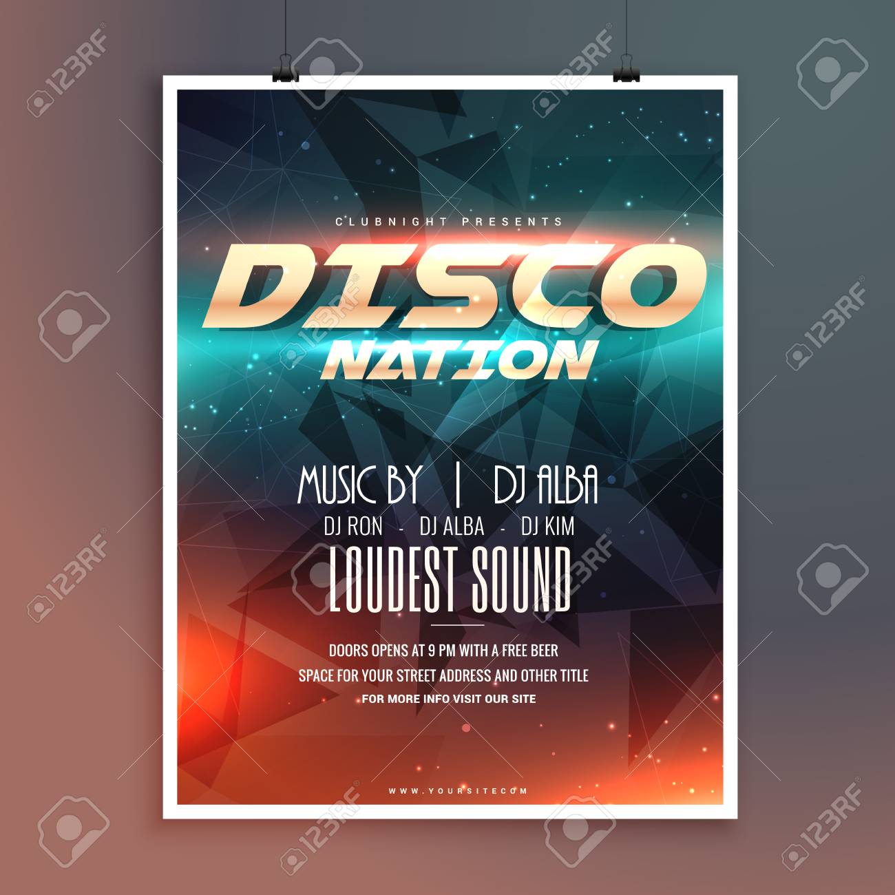 Amazing Disco Nation Music Event Flyer Template Royalty Free Cliparts Vectors And Stock Illustration Image