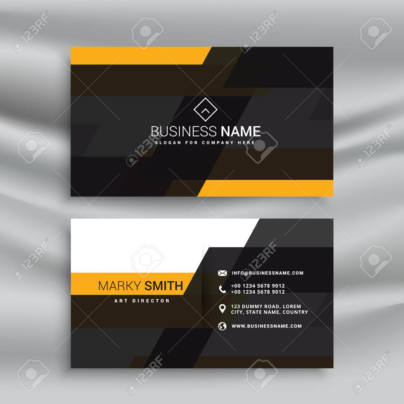 Conception Jaune Et Noir Modele Carte De Visite Elegante Clip Art Libres De Droits Vecteurs Et Illustration Image