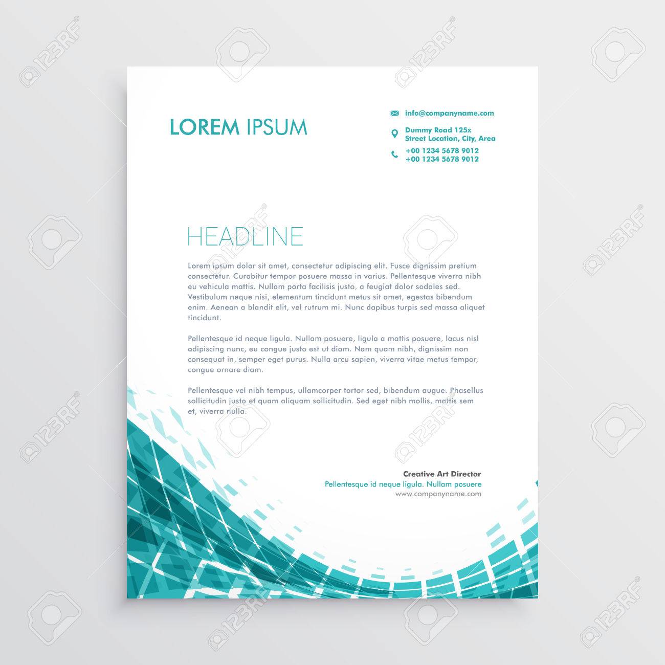 creative letterhead design template with abstract blue shapes creative letterhead design