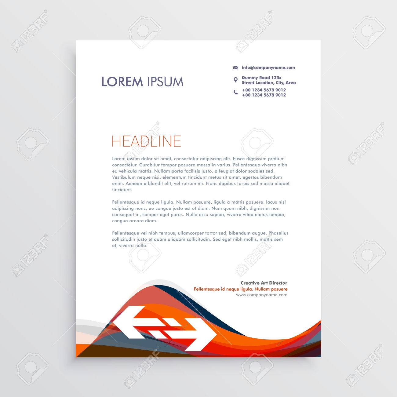 modern letterhead design template with red and blue waves royalty template letterhead design