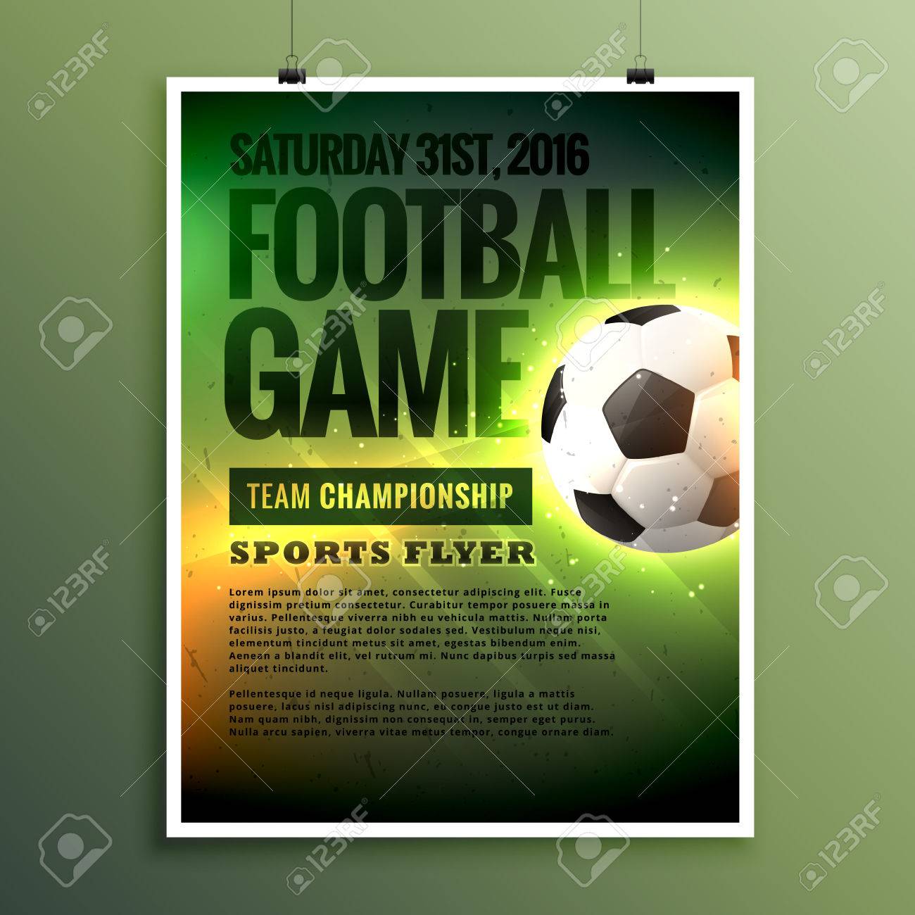 football game flyer design card invitation template stock vector 71585918