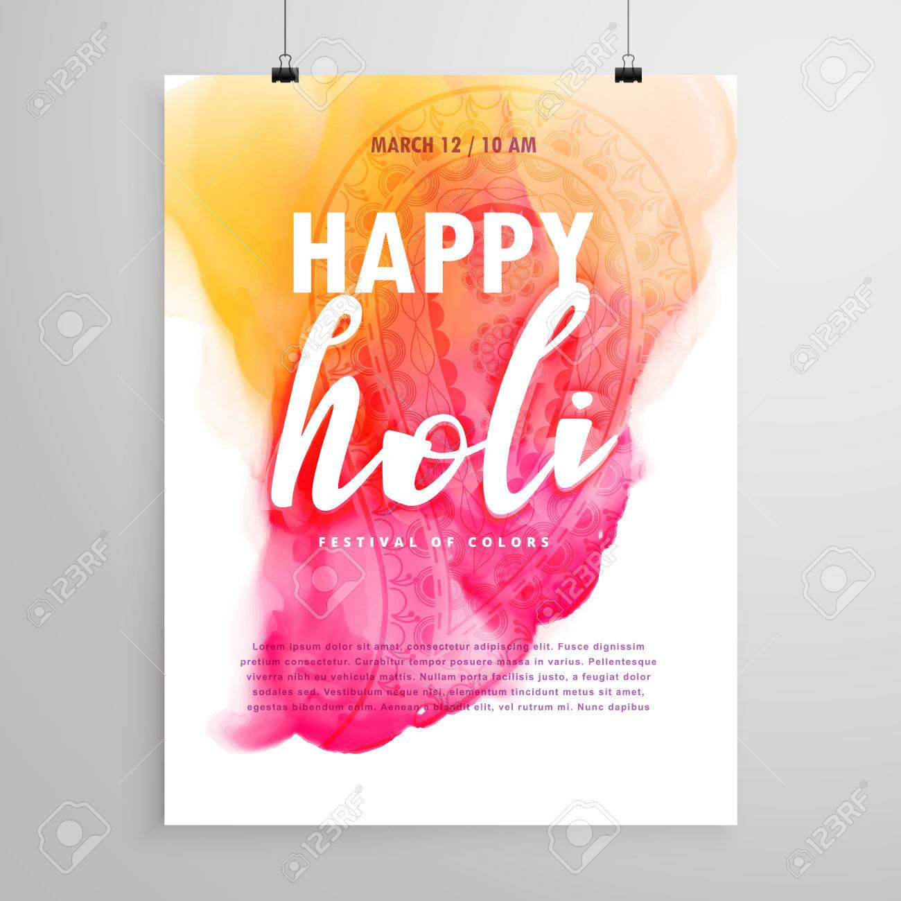 happy holi flyer design for party invitation stock vector 72033149
