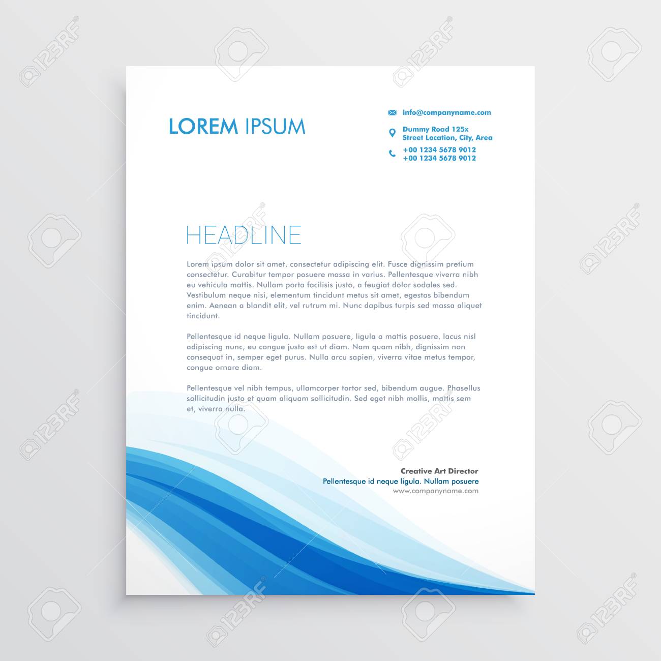 creative blue wavy shape letterhead design royalty free cliparts creative letterhead design