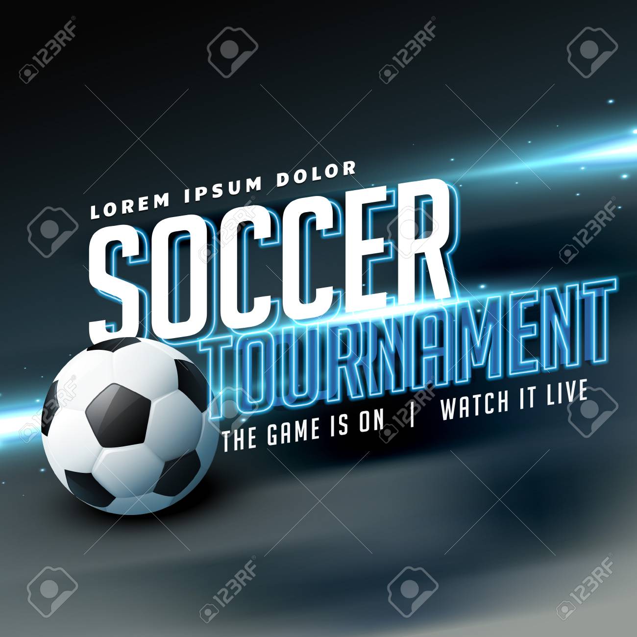 サッカー トーナメント ゲームのスタイリッシュなスポーツ フライヤー ポスターのデザインのイラスト素材 ベクタ Image