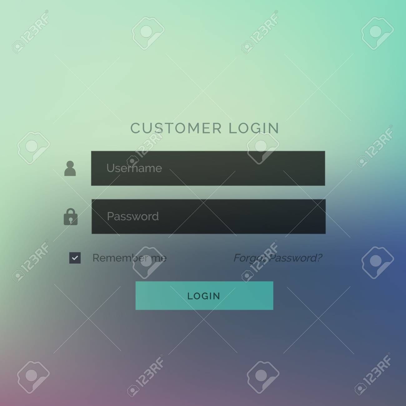 modern login ui form template design with blurred background royalty form template design