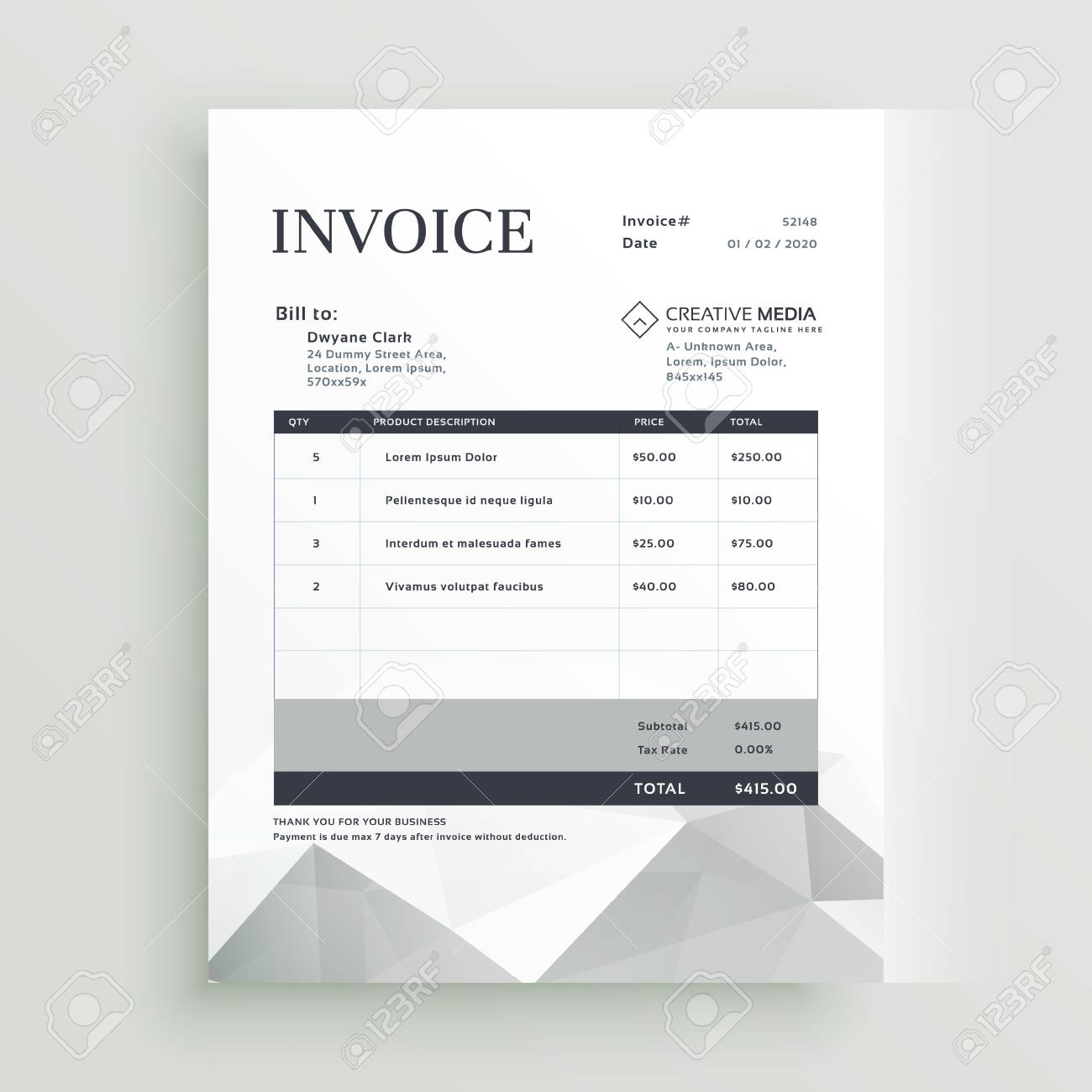 vector quotation invoice template design royalty free cliparts