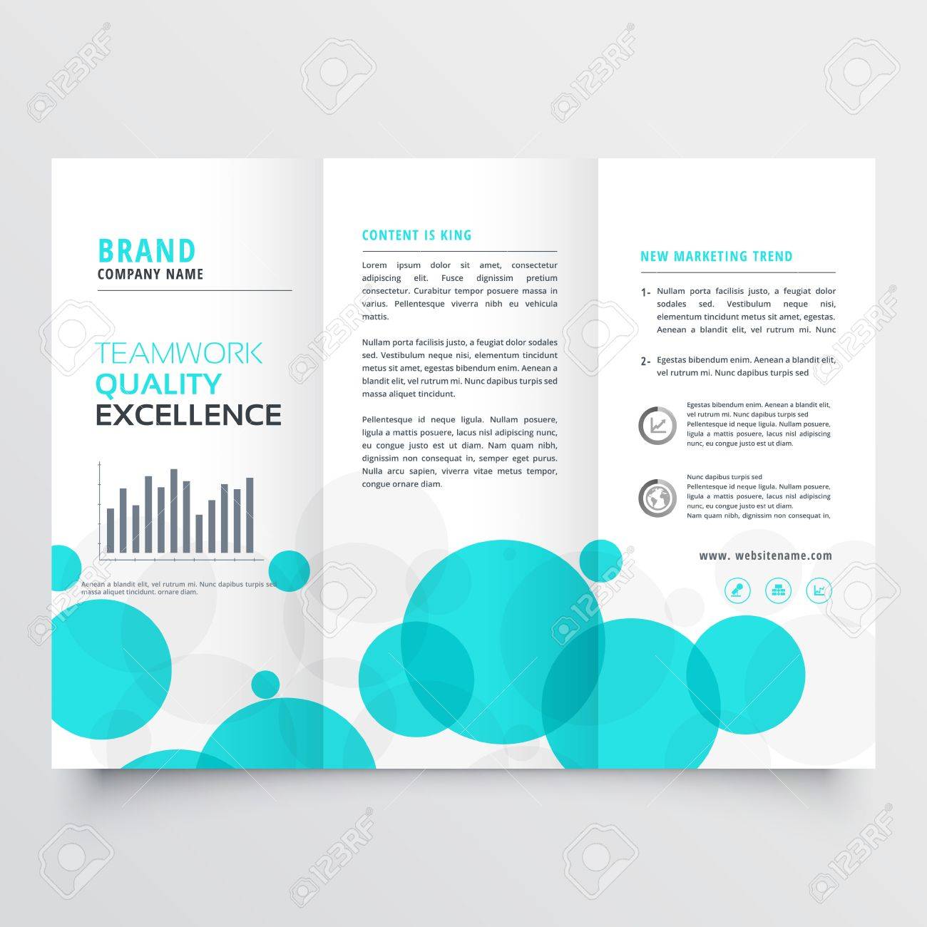 elegant creative blue circles tri fold brochure design template blue trifold