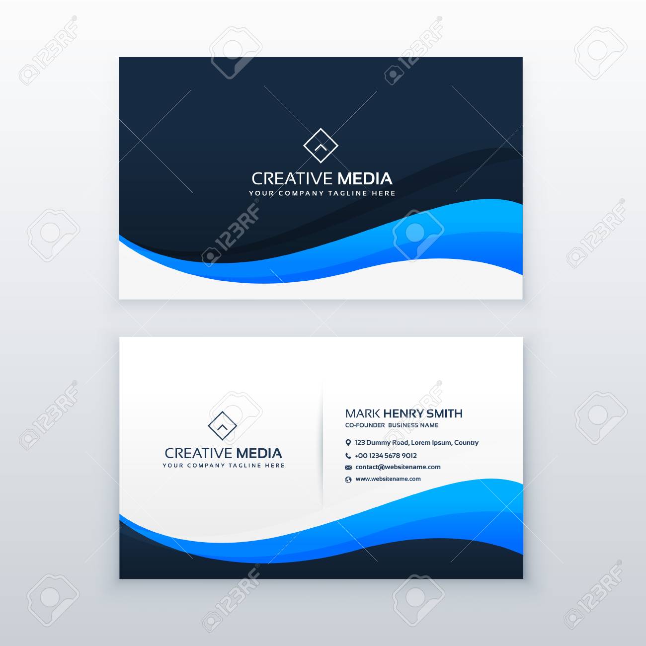 A stylish blue wave business card vector design. - 84632221 A stylish blue wave business card vector design. - 84632221