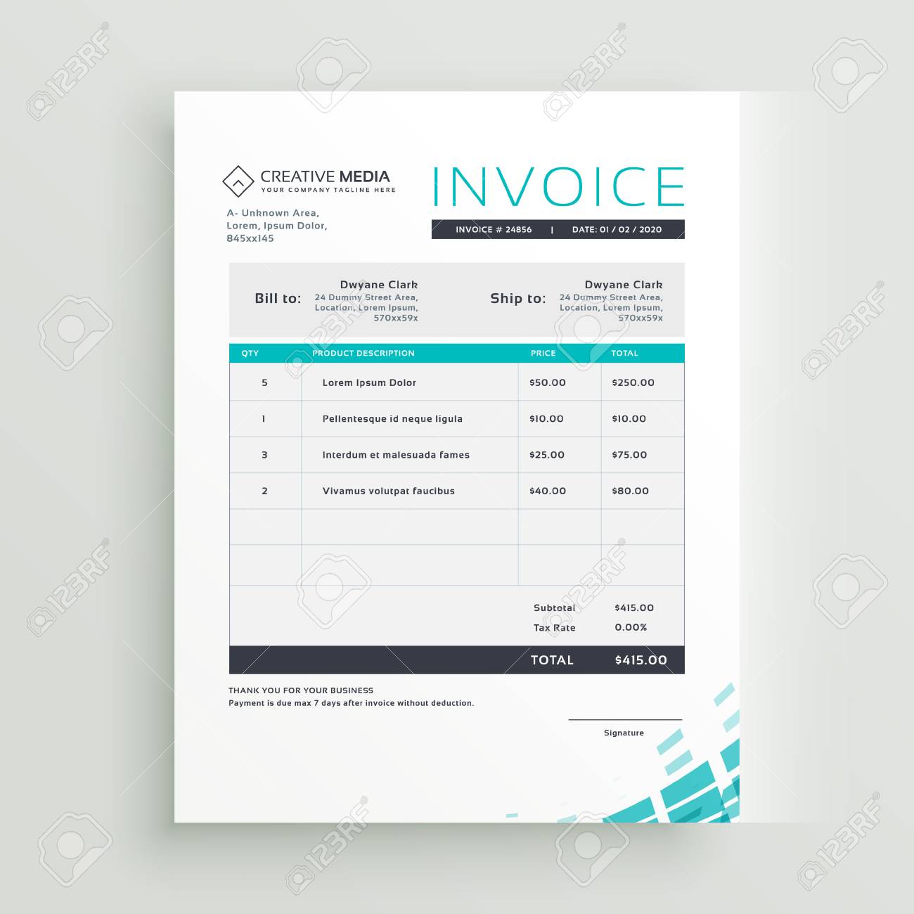 a modern invoice template vector design royalty free cliparts