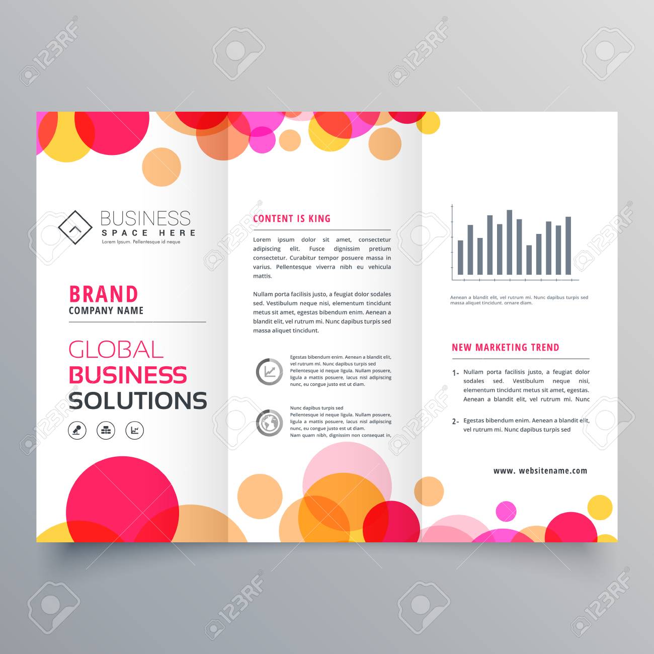 creative circles tri fold brochure template design for business