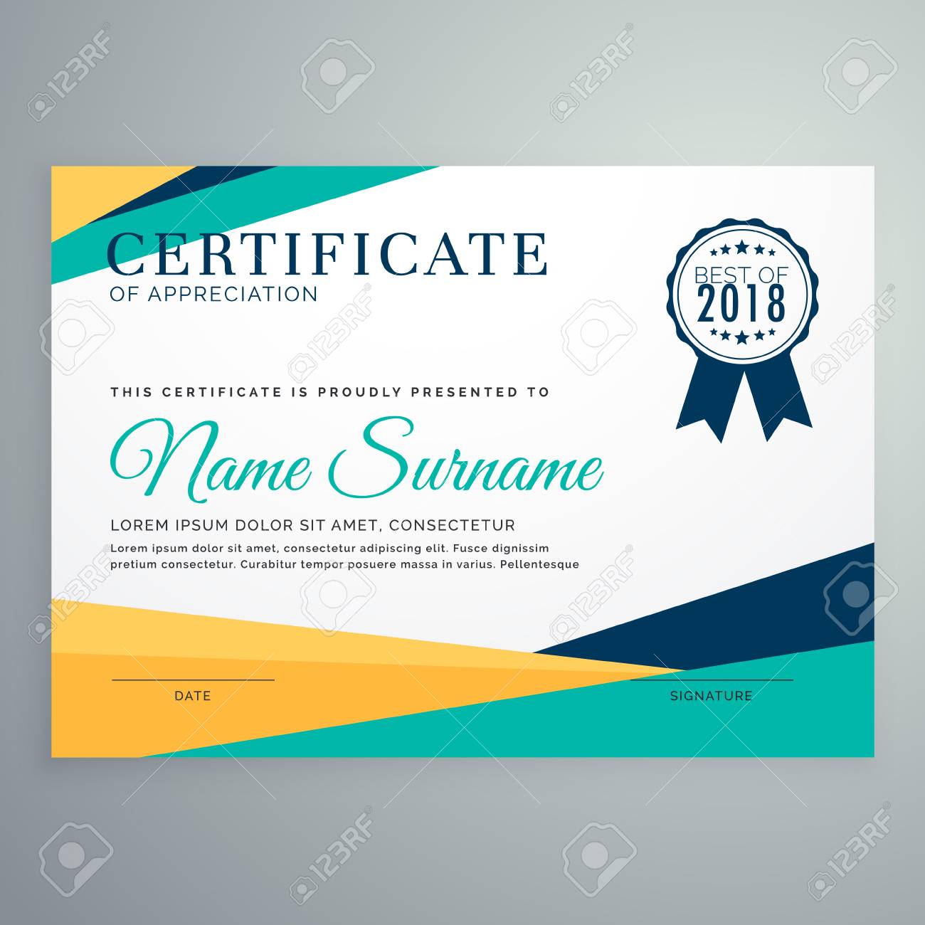 modern geometric certificate of appreciation vector template modern certificate of appreciation design