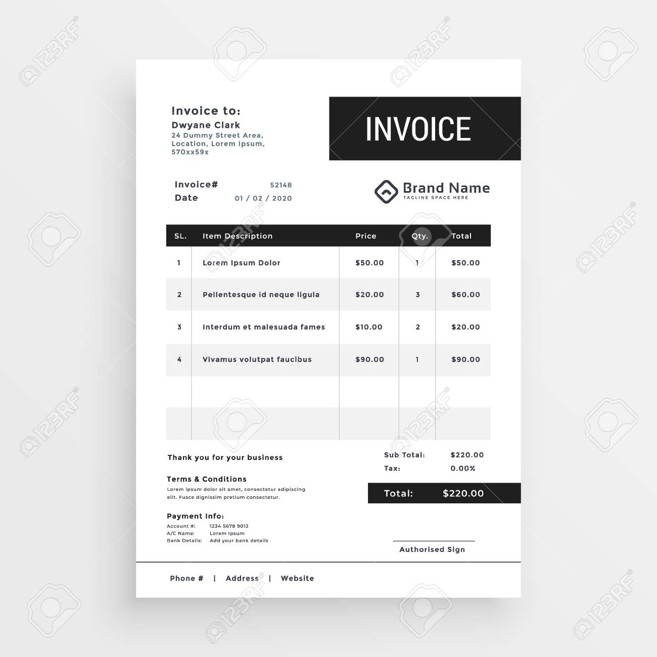 clean invoice template modern design royalty free cliparts vectors