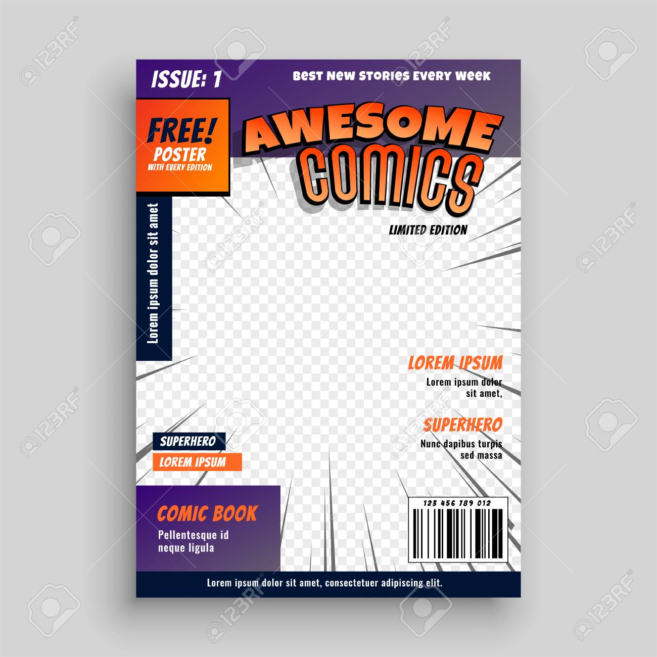 stylish comic book cover page design template lizenzfrei nutzbare cover page book