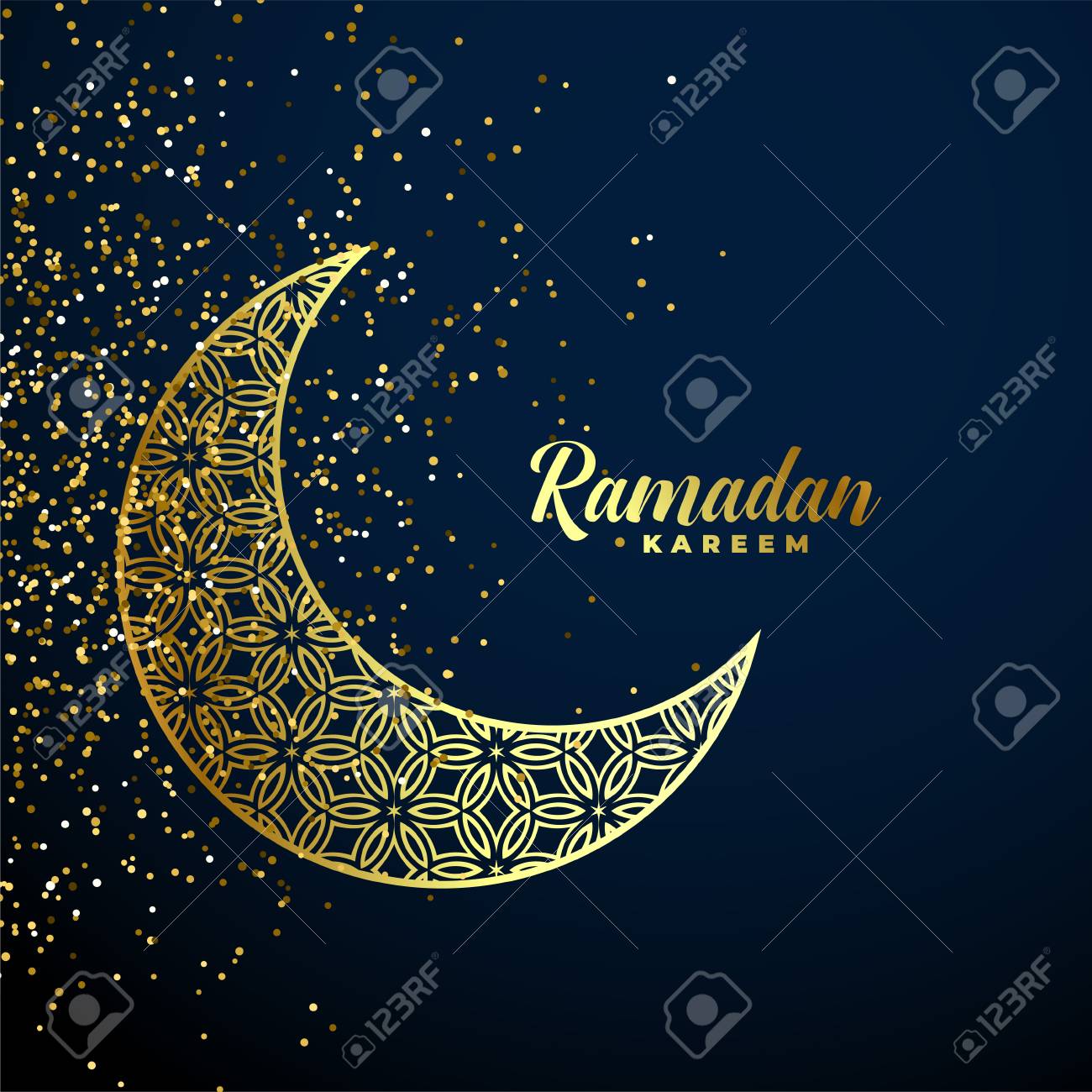 golden decorative moon with glitter ramadan kareem background - 120097429 golden decorative moon with glitter ramadan kareem background - 120097429