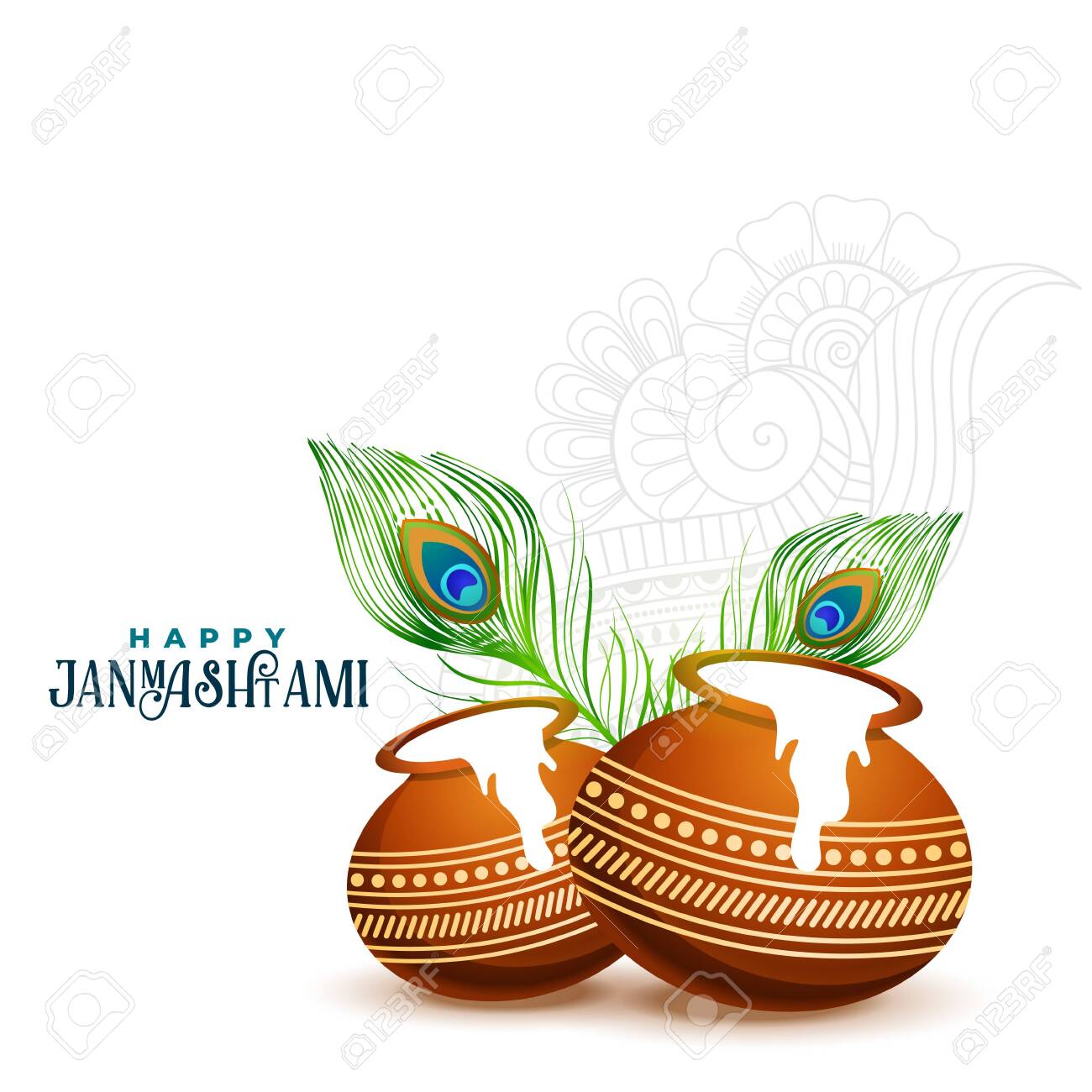 Happy Janmashtami Background With Matki And Makhan Royalty Free SVG,  Cliparts, Vectors, and Stock Illustration. Image 128533057.