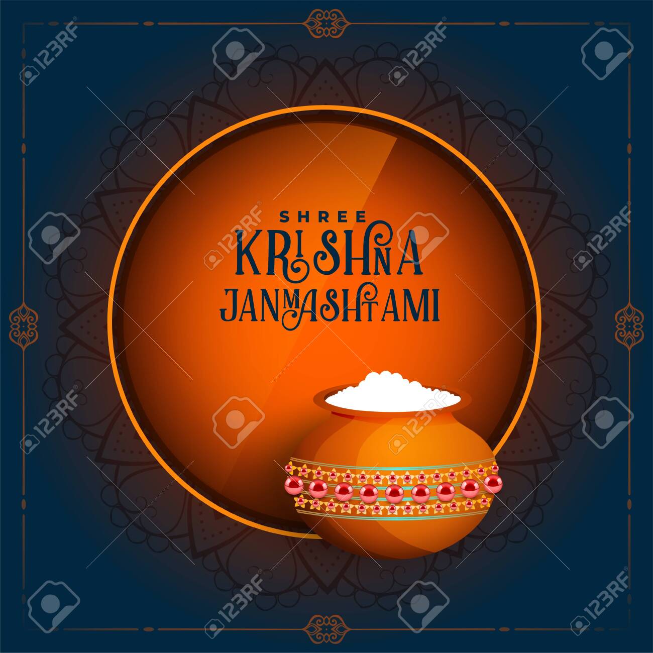 Beautiful Janmashtami Dahi Handi Festival Greeting Design Royalty ...