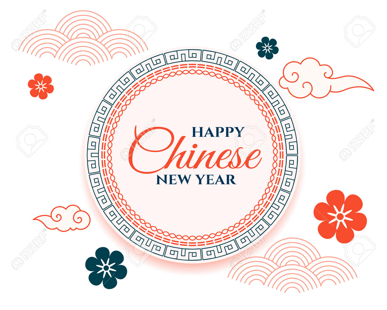 Minimal Chinese New Year Background With Cloud And Flower Vector Royalty  Free SVG, Cliparts, Vectors, and Stock Illustration. Image 197258434., image size:1300x1040