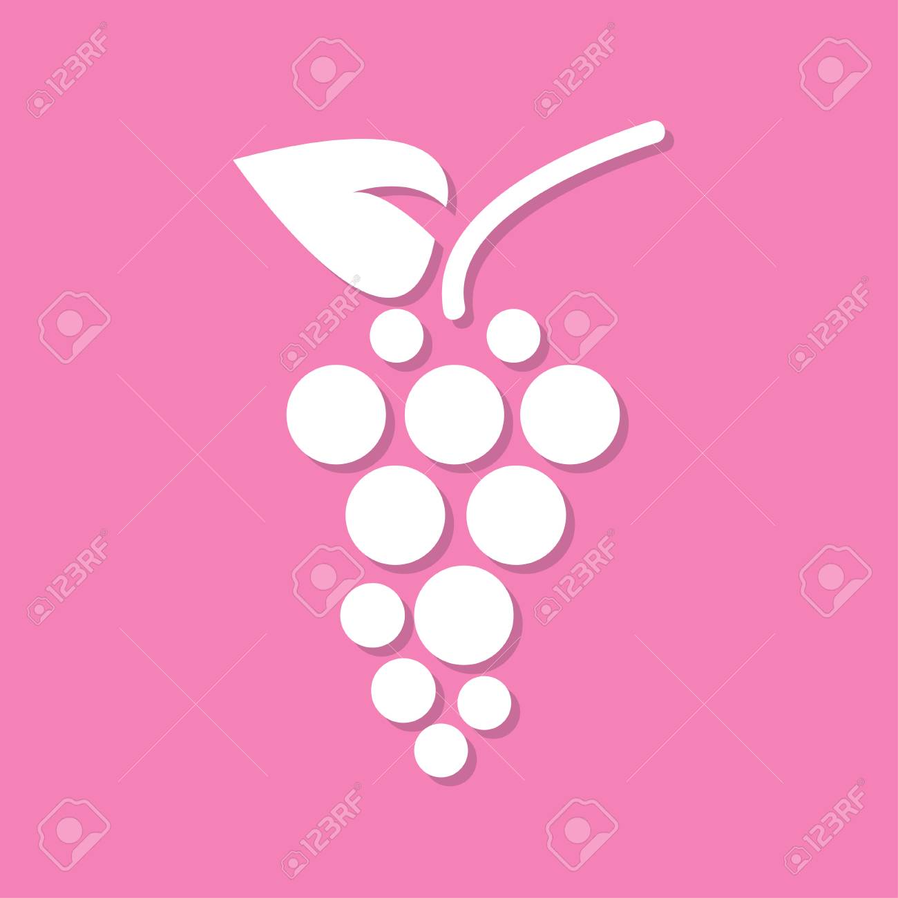 ピンクの背景のフラット デザインでシャドウとブドウのアイコンのイラスト素材 ベクタ Image