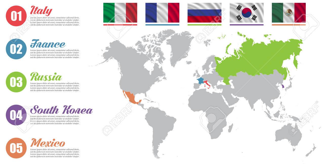 world map infographic slide presentation italy france russia world map for ppt presentation