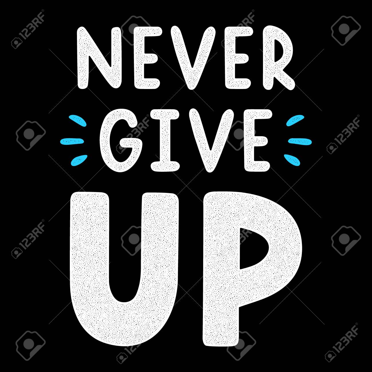 Retro White Lettering Vintage Calligraphy Never Give Up Hand Drawn Grunge Quote のイラスト素材 ベクタ Image