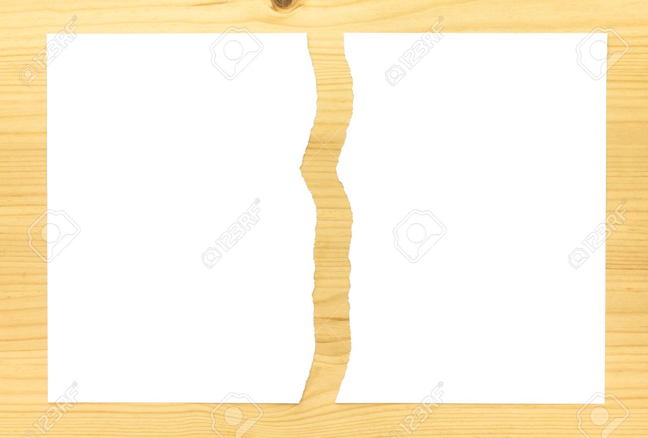 White Ripped Paper In Half On Wood Background White Torn Paper Stock Photo Picture And Royalty Free Image Image 106079457