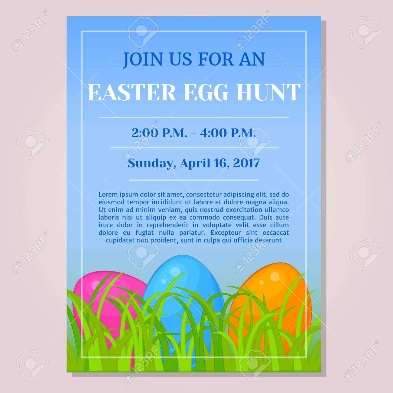 easter egg hunt invitation flyer poster or placard template placard template