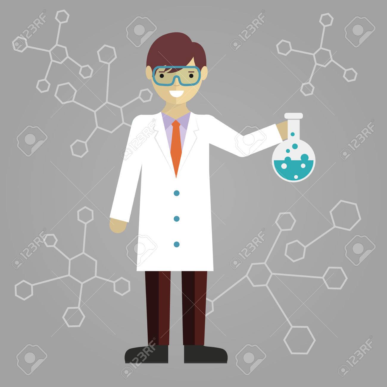 フラスコとベクトル イラスト ポスター機器研究所科学教育研究所の科学者のイラスト素材 ベクタ Image 3013