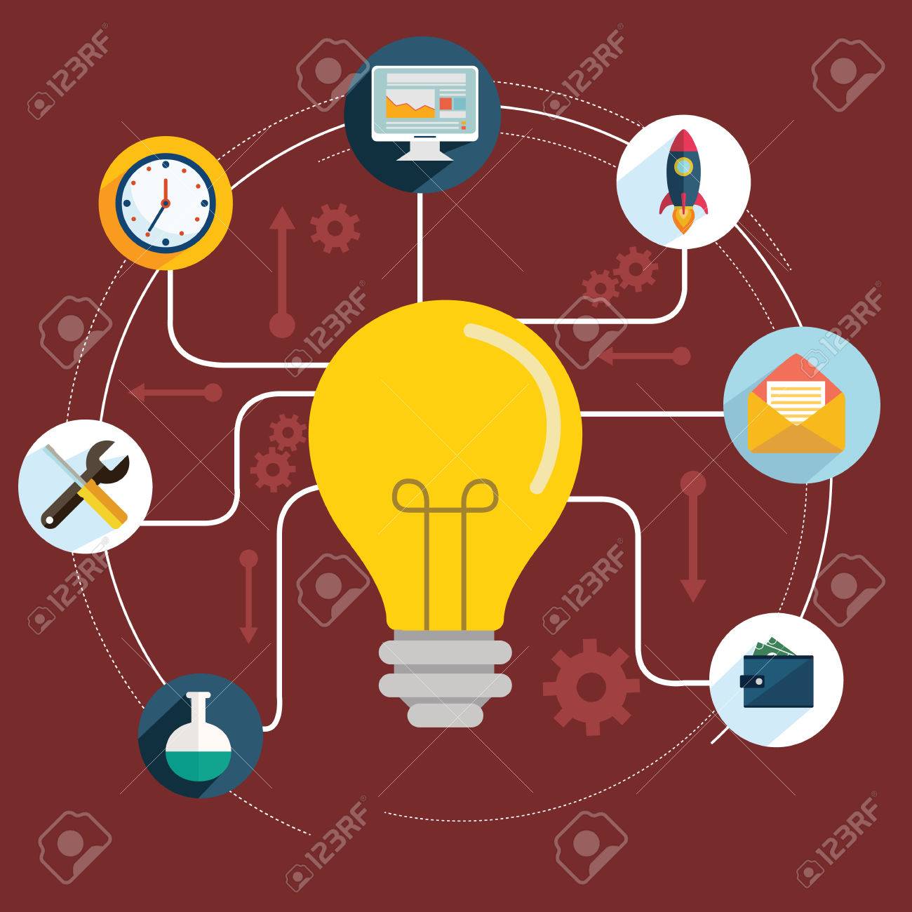 Wohnung Stil Moderne Idee Innovation Gluhbirne Infografik Konzept Konzeptionelle Web Abbildung Der Hand Halt Lampe Geschaftsmann Business Strategie Planung Objekte Icon Set Collage Lizenzfrei Nutzbare Vektorgrafiken Clip Arts Illustrationen Image