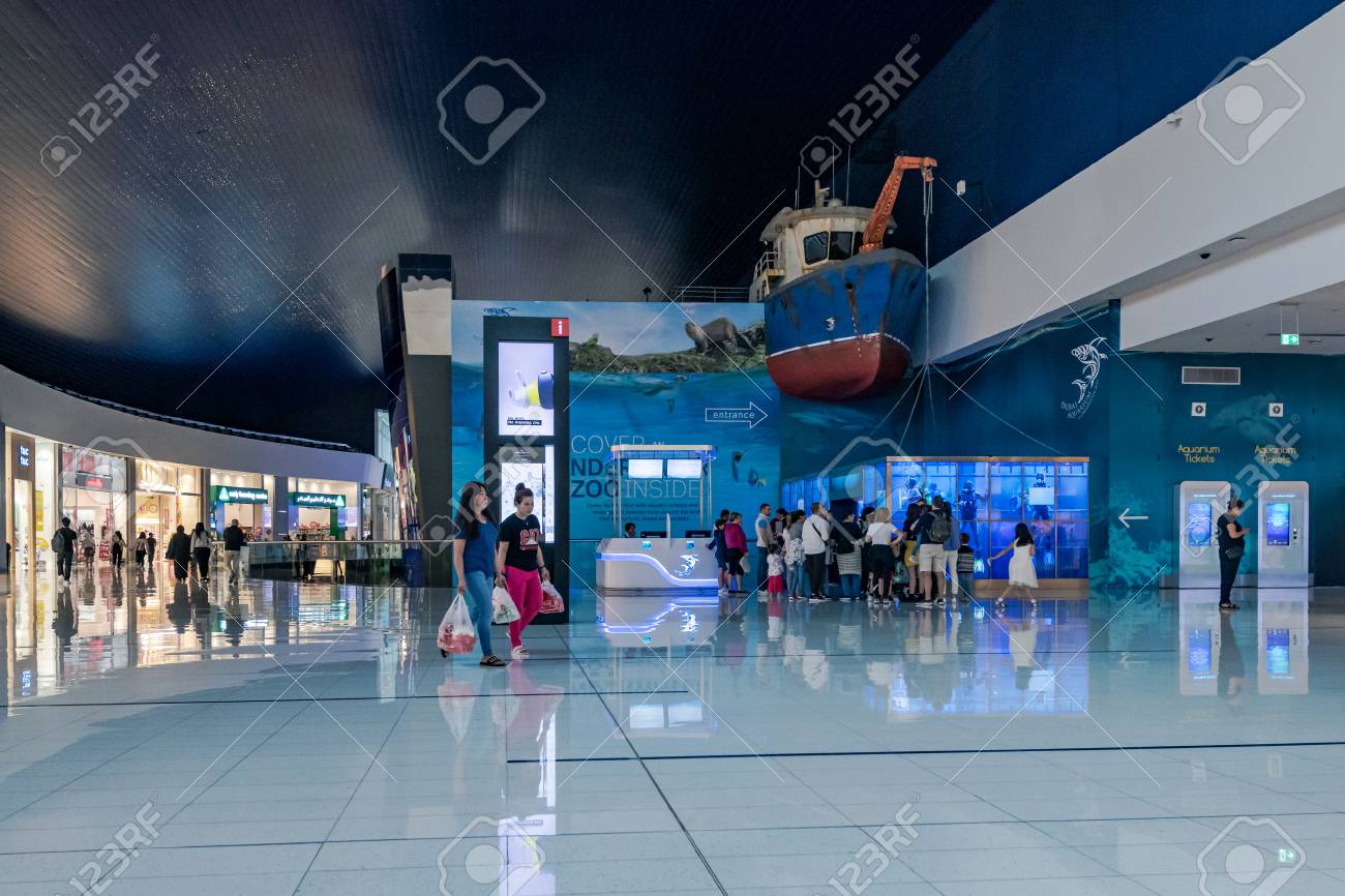 Dubai Uae Jan 20 2019 Entrance To The Dubai Aquarium At