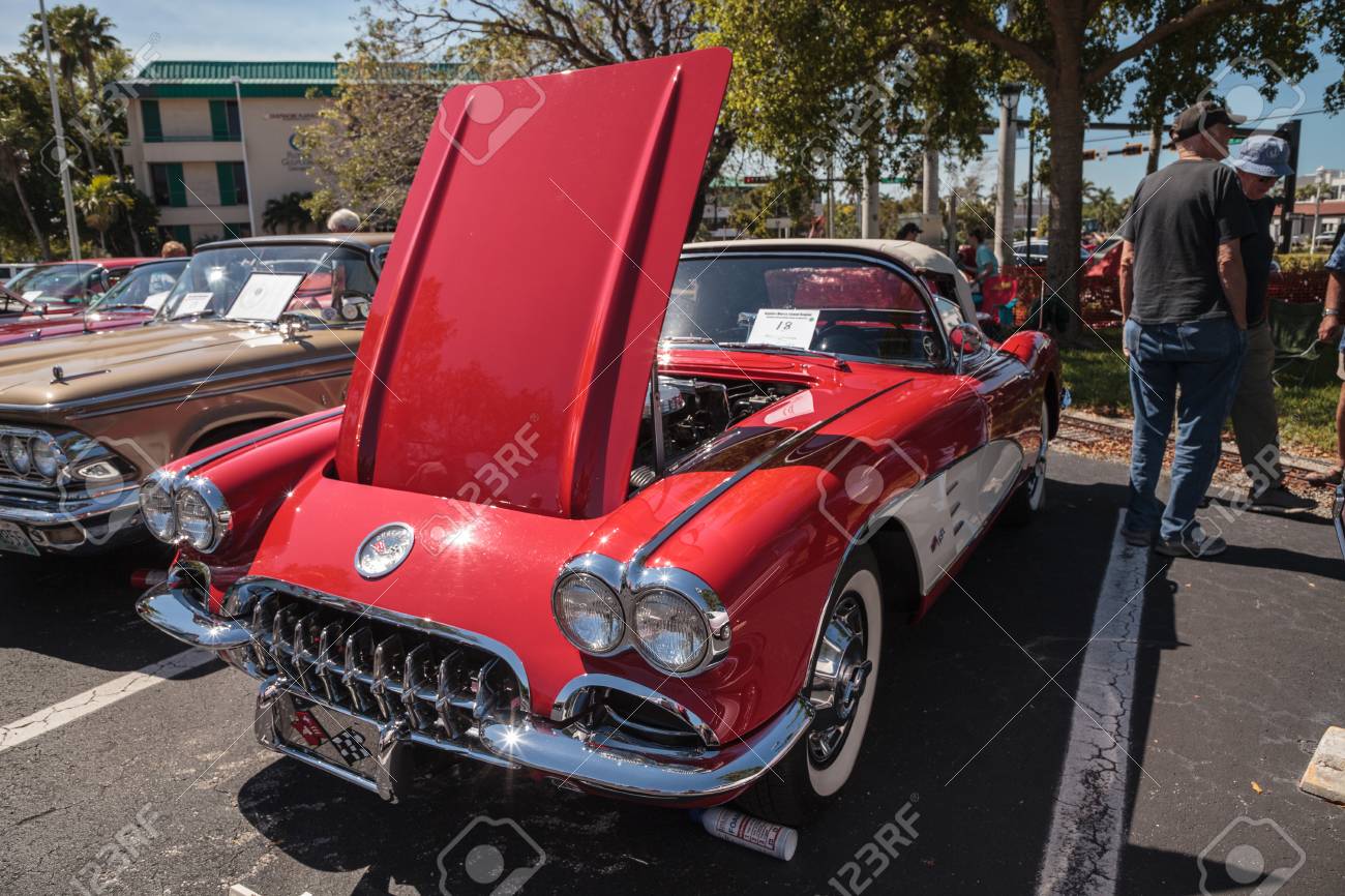 Naples Florida Usa A March 23 2019 Red 1959 Corvette At The 32nd Annual Naples Depot Classic Car Show In Naples Florida Editorial Only Stock Photo Picture And Royalty Free Image Image 121523537