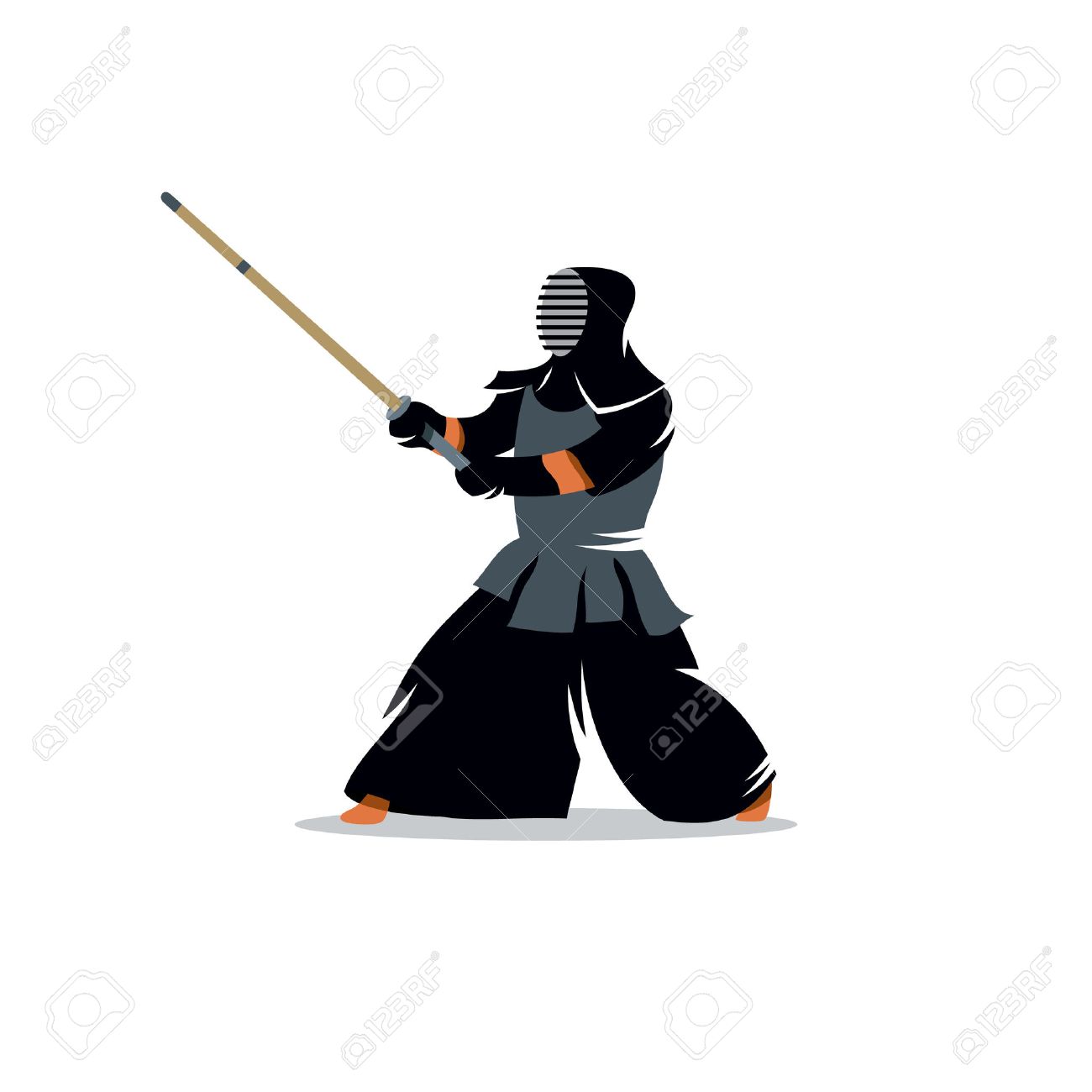 Kendo Fighter. Japanese Martial Art Of Sword Fighting. Royalty Free SVG,  Cliparts, Vectors, and Stock Illustration. Image 31880604., image size:1300x1300